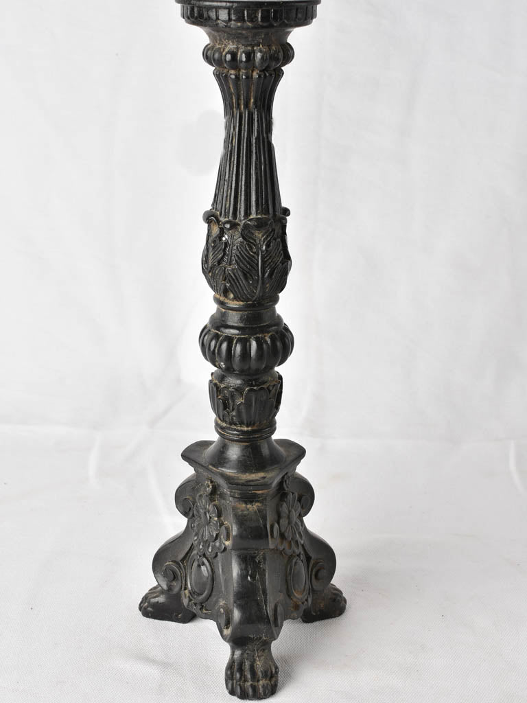 Antique French candlestick - black patina 15¼"