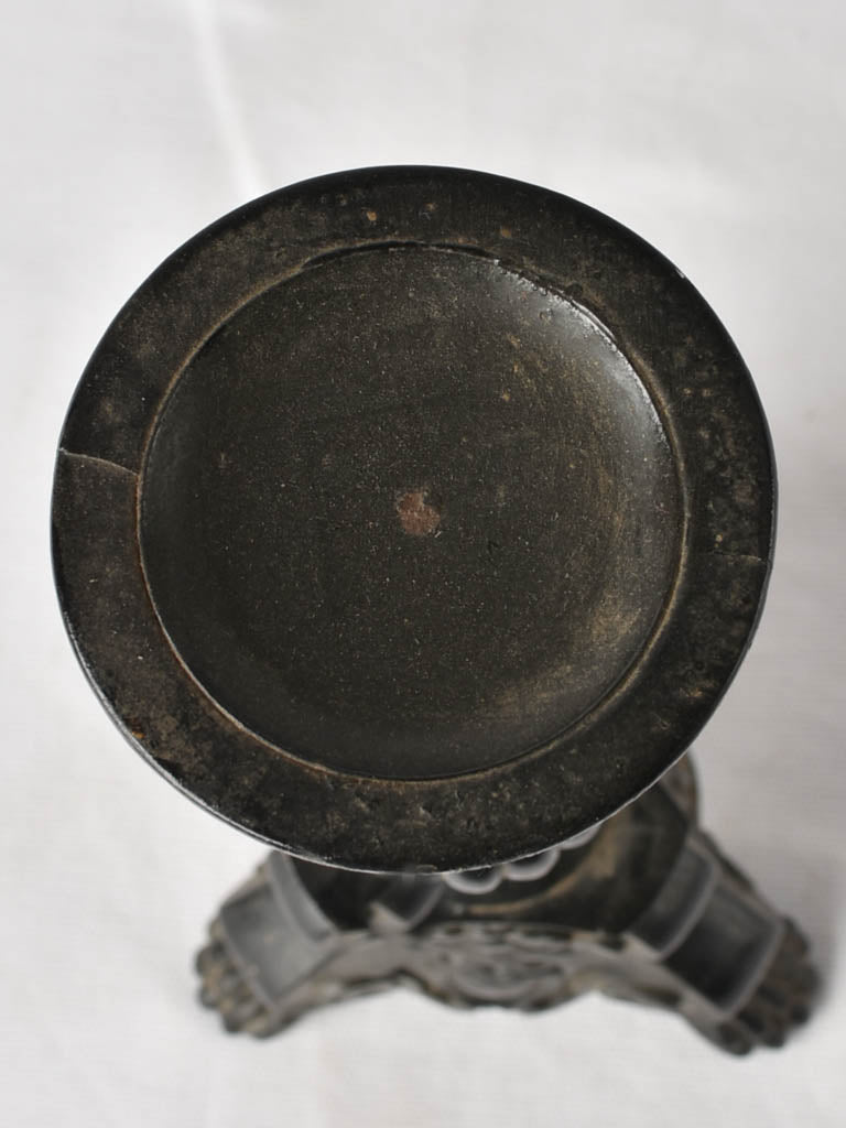 Antique French candlestick - black patina 15¼"