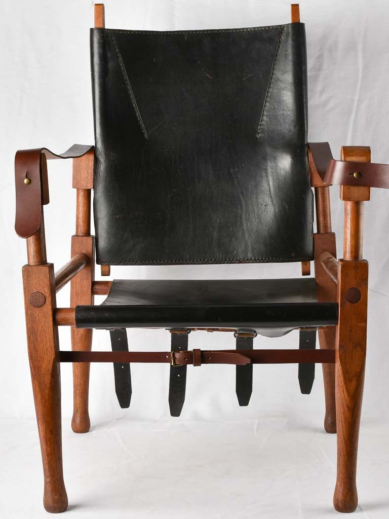 1950s Safari leather armchair - demountable