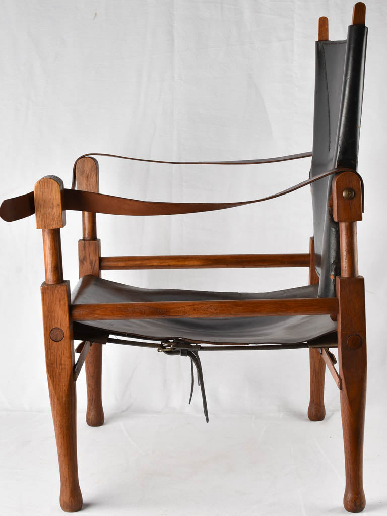 1950s Safari leather armchair - demountable