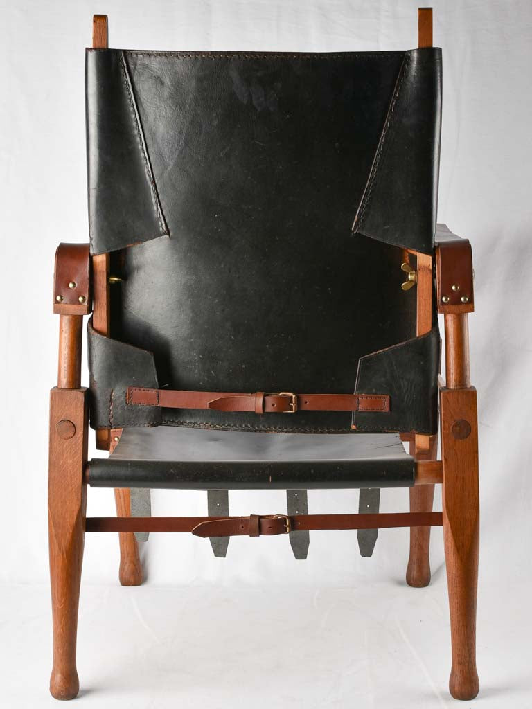 1950s Safari leather armchair - demountable