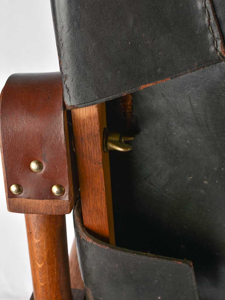 1950s Safari leather armchair - demountable