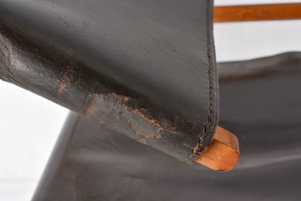 1950s Safari leather armchair - demountable