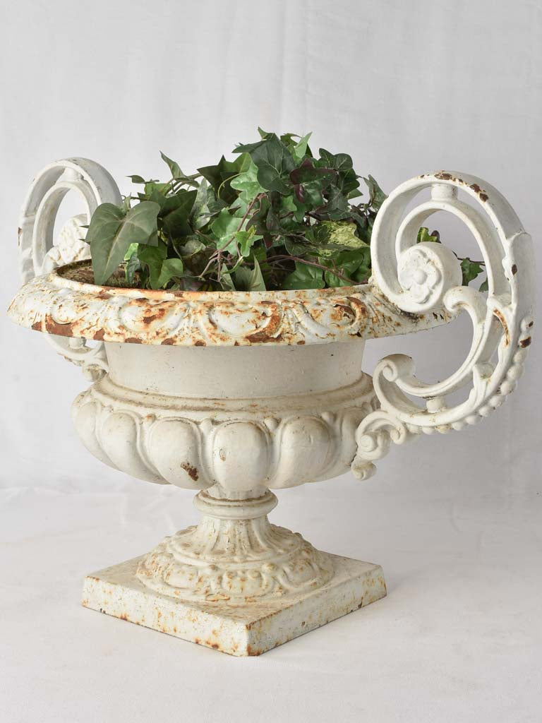 Antique white cast Medici iron urn