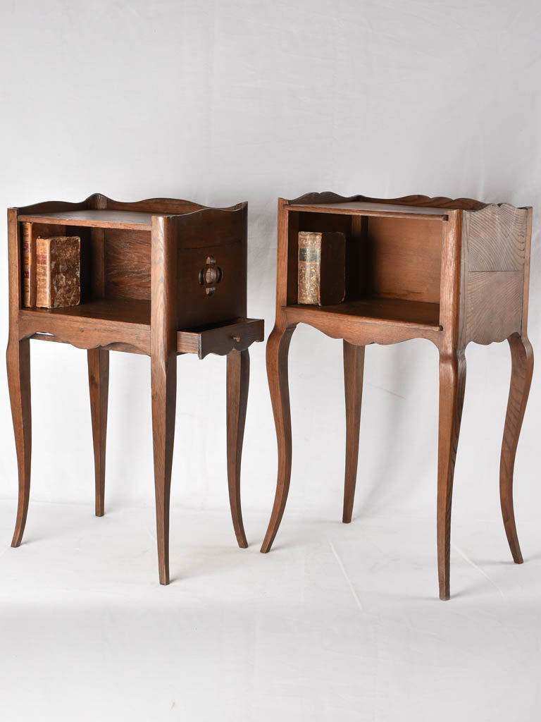 RESERVED DDG Two antique French walnut nightstands