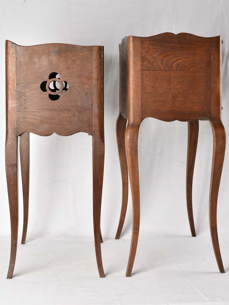 RESERVED DDG Two antique French walnut nightstands