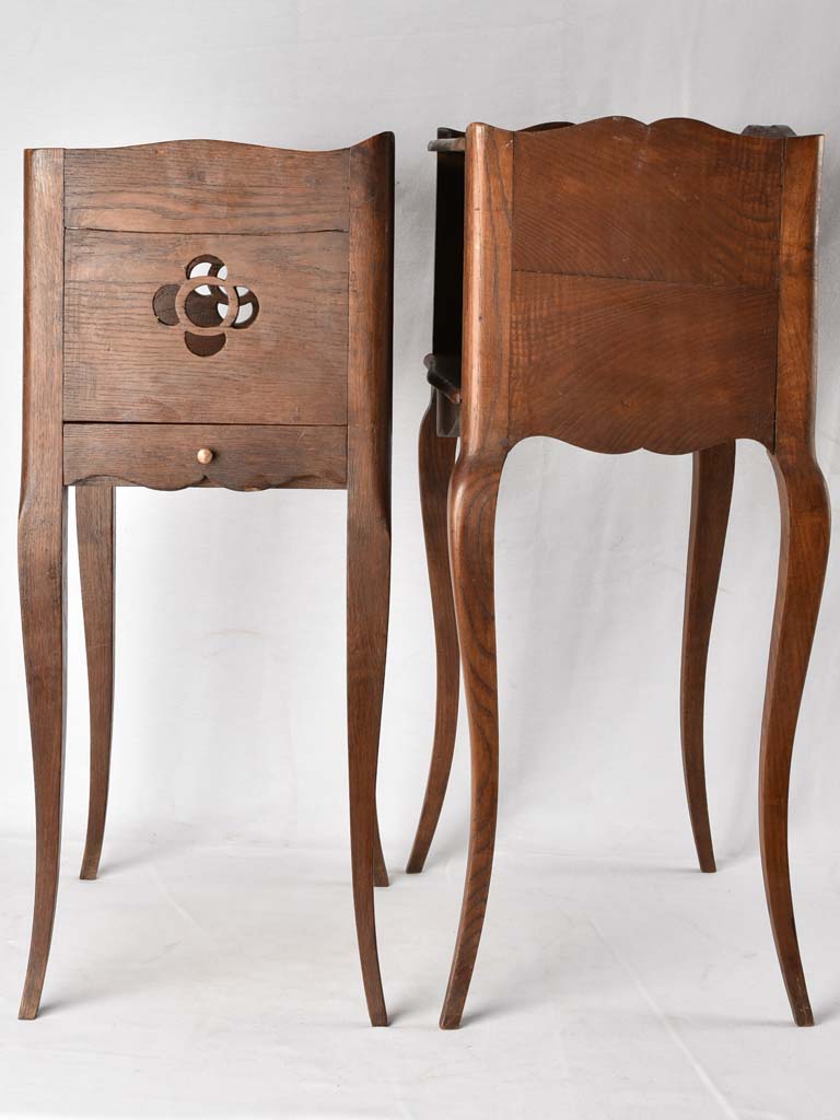 RESERVED DDG Two antique French walnut nightstands
