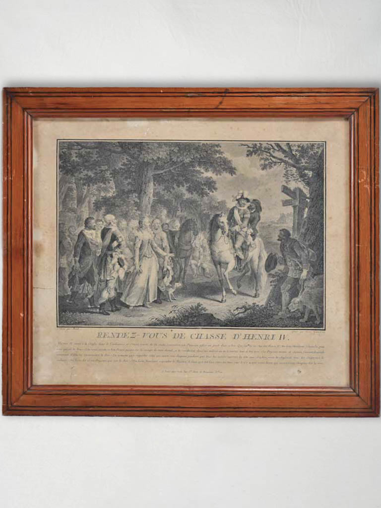 17th Century French engraving - Rendez-vous de chasse d'Henri IV 16¼" x 18½"