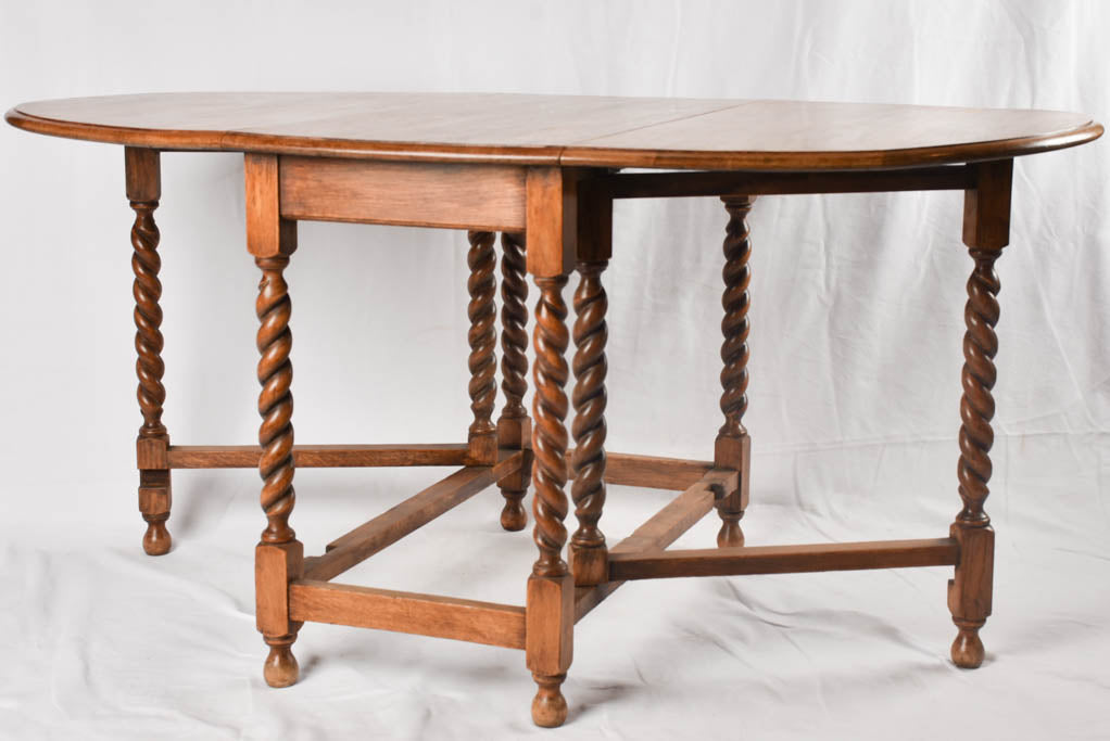 Antique English oval drop-leaf gate-leg table - oak
