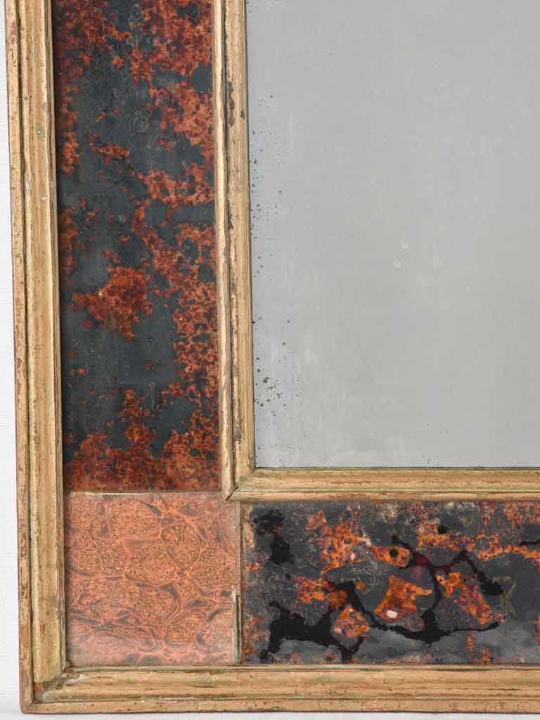 19th century mirror w/ decorative glass frame 35½" x 30"