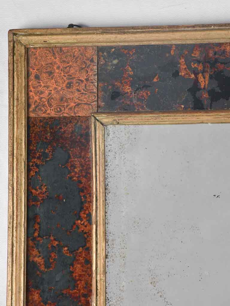 19th century mirror w/ decorative glass frame 35½" x 30"
