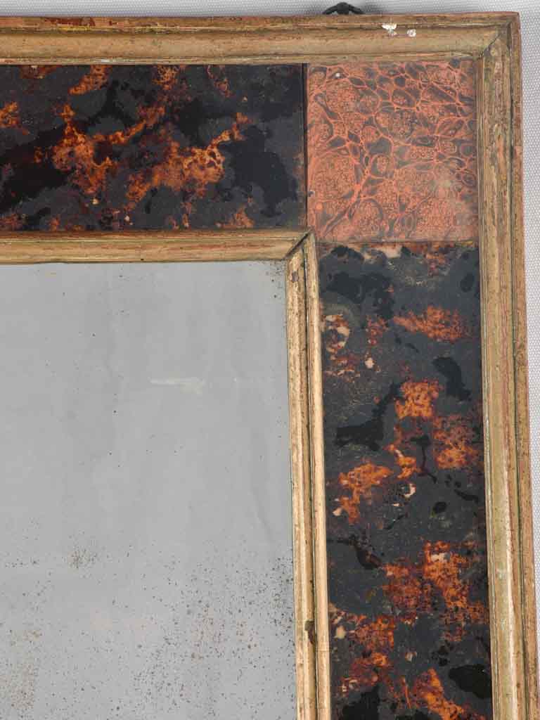 19th century mirror w/ decorative glass frame 35½" x 30"