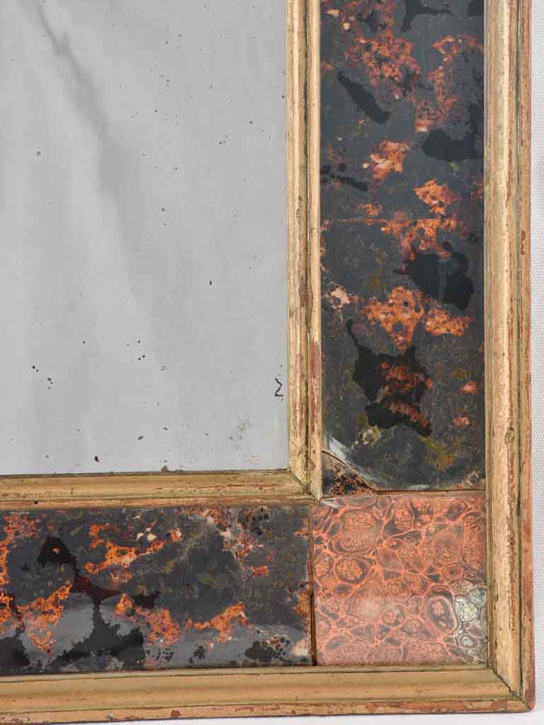 19th century mirror w/ decorative glass frame 35½" x 30"