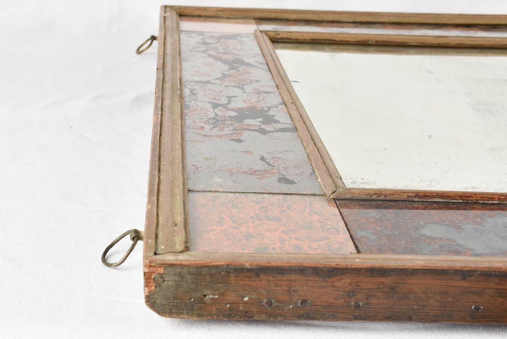 19th century mirror w/ decorative glass frame 35½" x 30"
