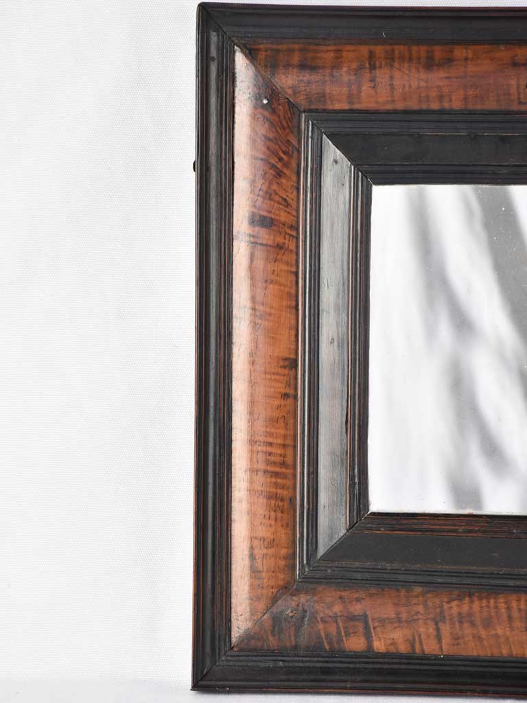 Very small mirror w/ black & brown frame - 17th century Dutch - 17¾" x 15¾"