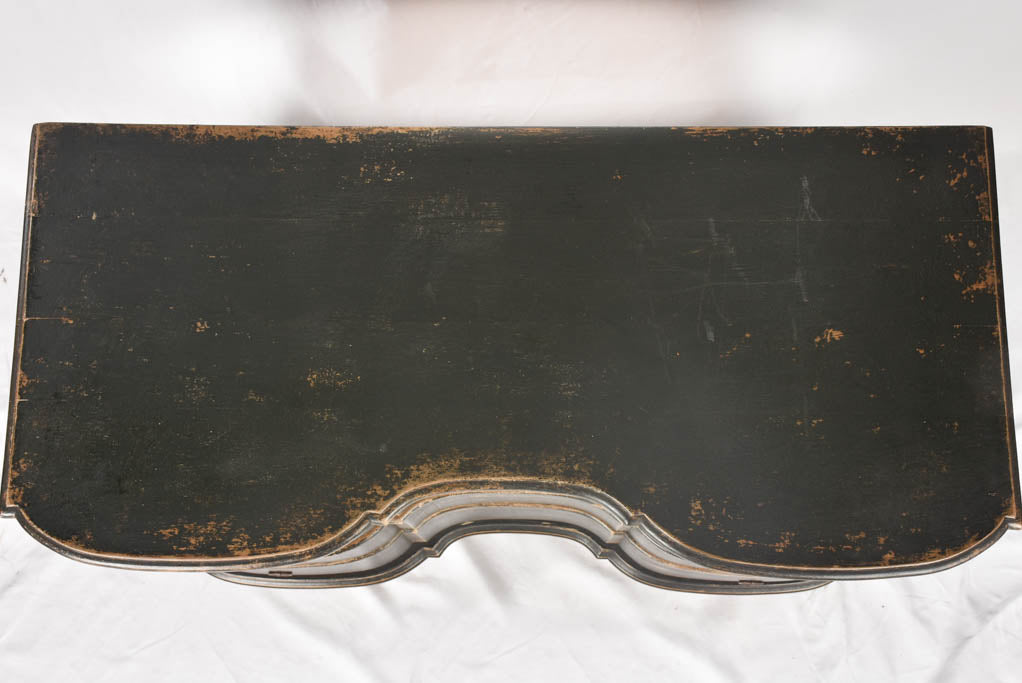 Gustavian 3 drawer double arbalette commode w/ black patina 65¼"