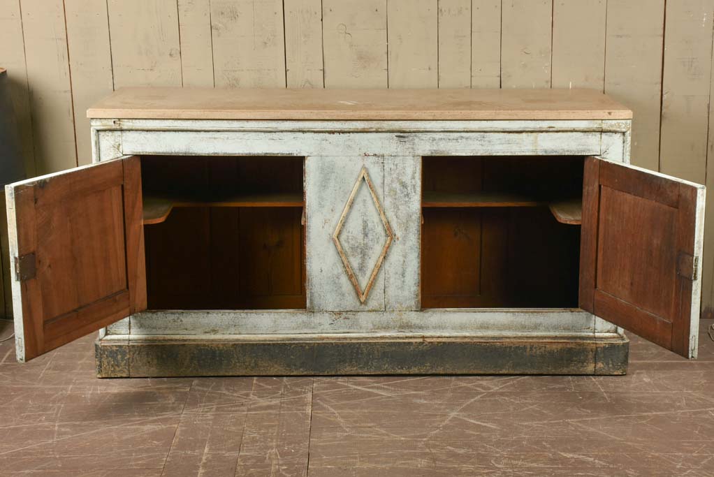 Directoire buffet w/ stone top & blue / beige patina 70¾"
