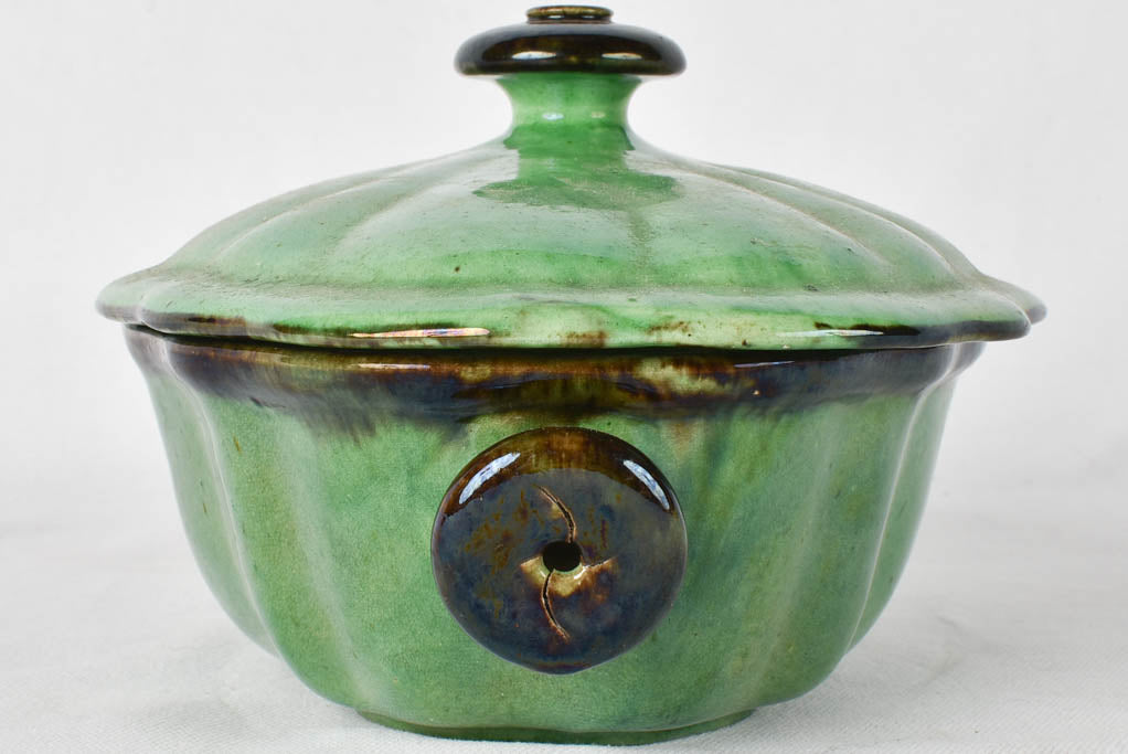 Vintage Dieulefit tureen - green & small 10¾"