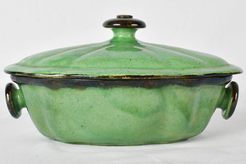 Vintage Dieulefit tureen - green & small 10¾"