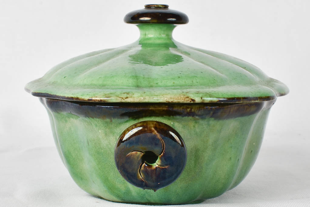 Vintage Dieulefit tureen - green & small 10¾"