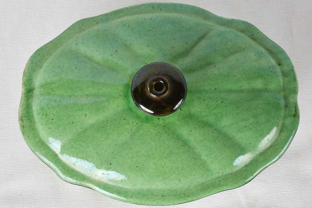 Vintage Dieulefit tureen - green & small 10¾"