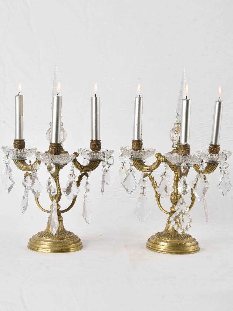 Vintage 1900s Cut Crystal Candelabras