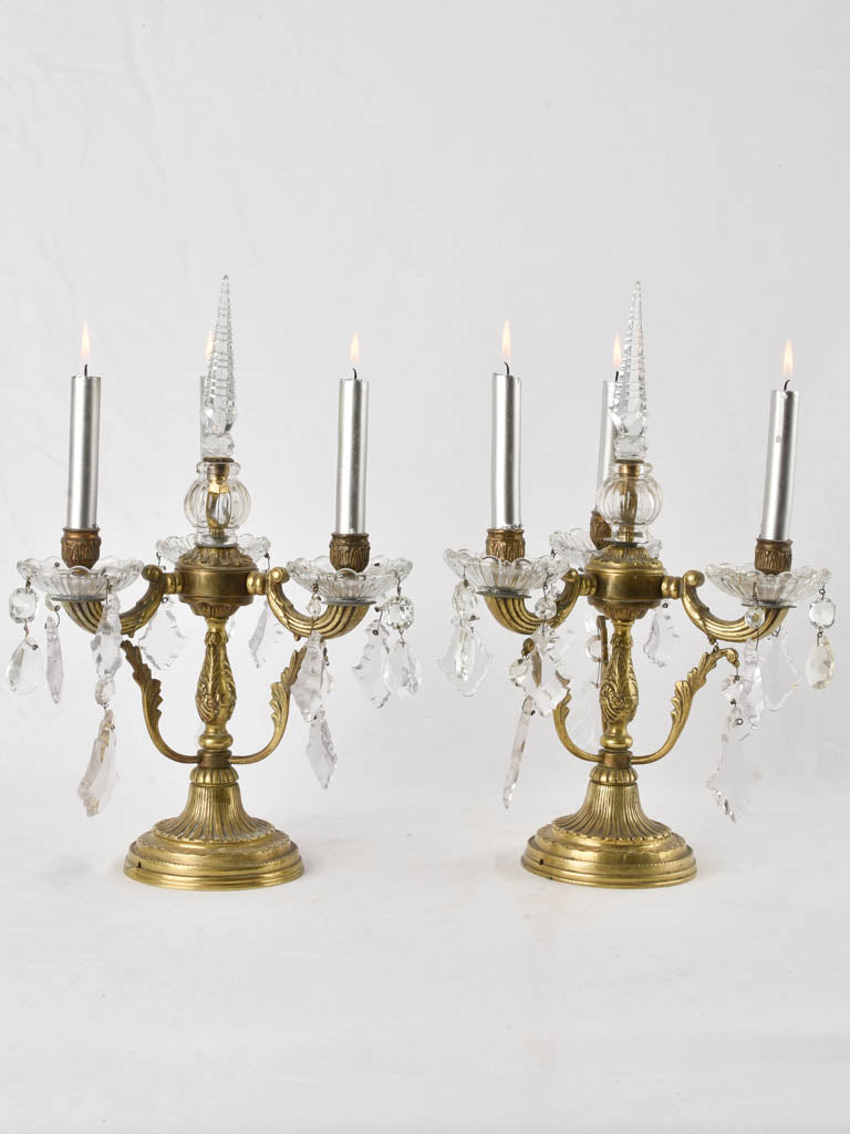 Elegant Crystal Pendant Girandole Pair