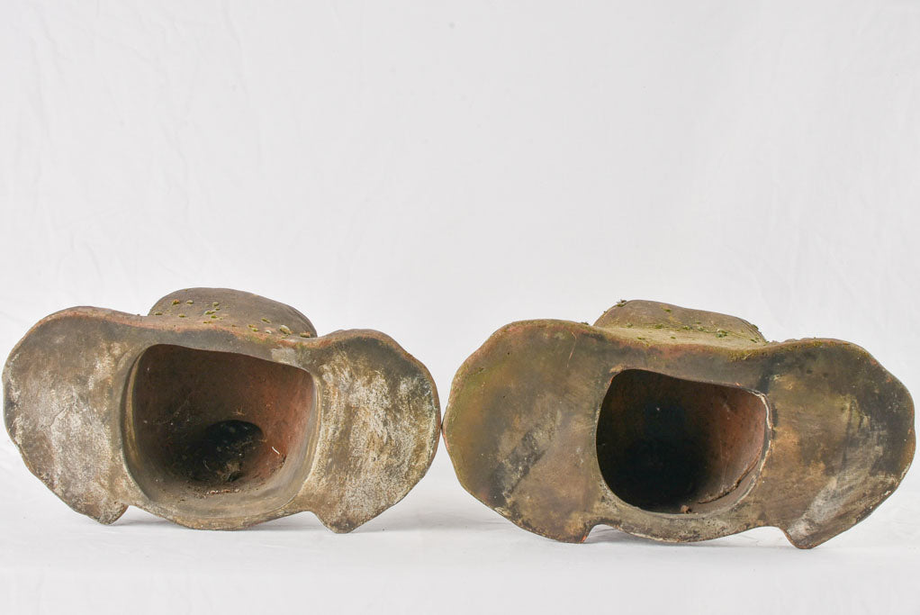 Pair of elephant head sculptures - early 20th century - 15¼"