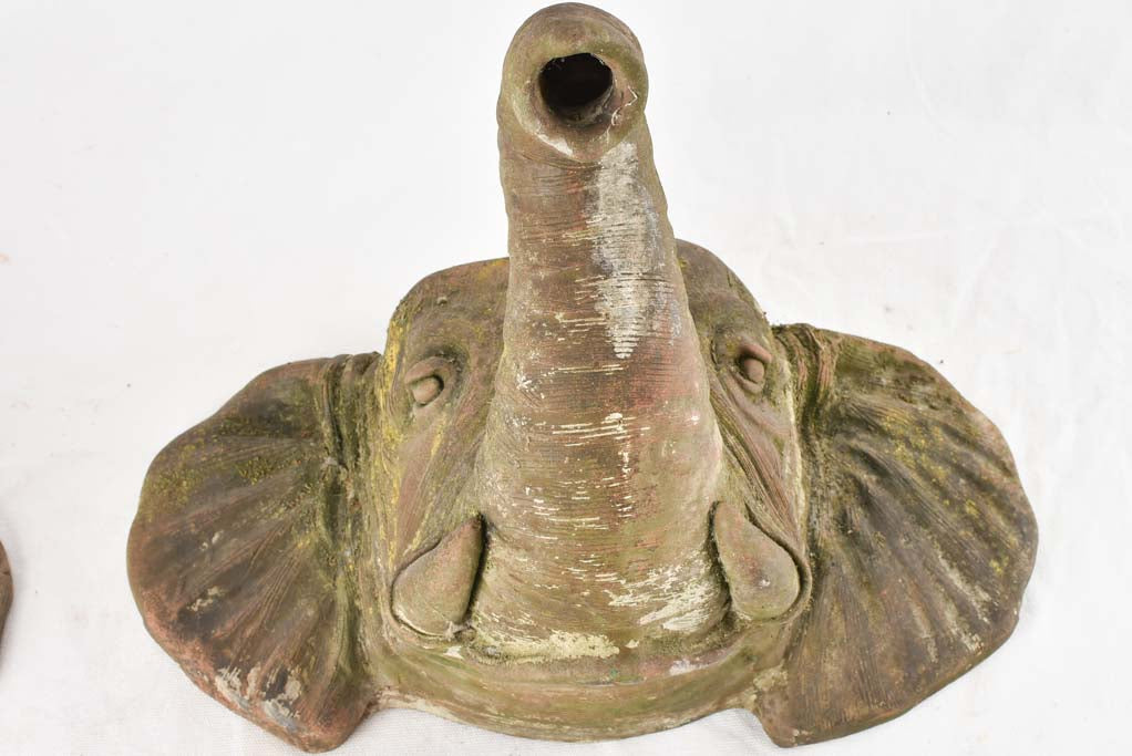 Pair of elephant head sculptures - early 20th century - 15¼"