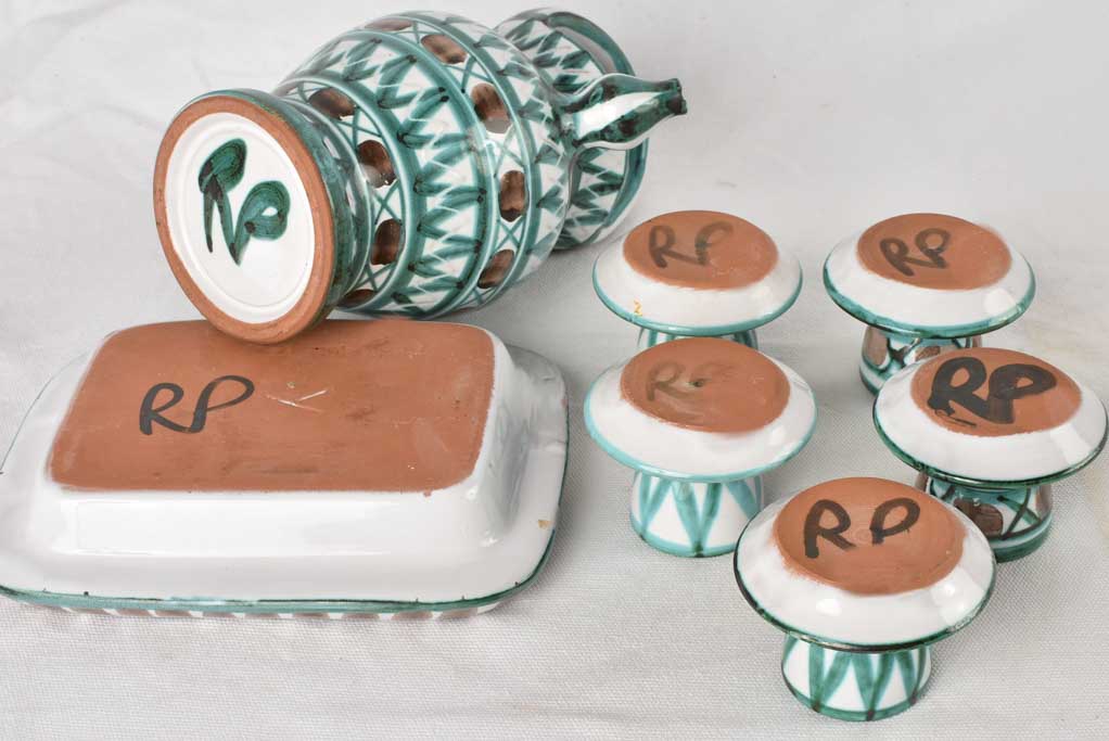 Collection of Picault ceramics w/ 5 egg cups