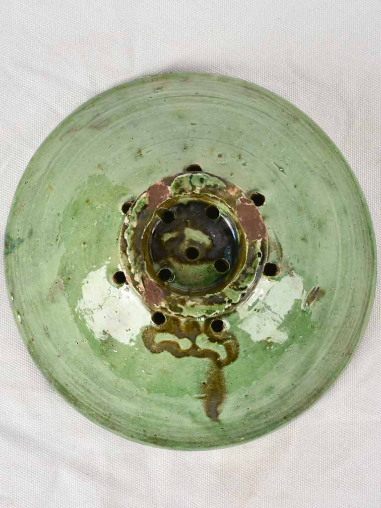 Antique ceramic strainer - green 9¾"