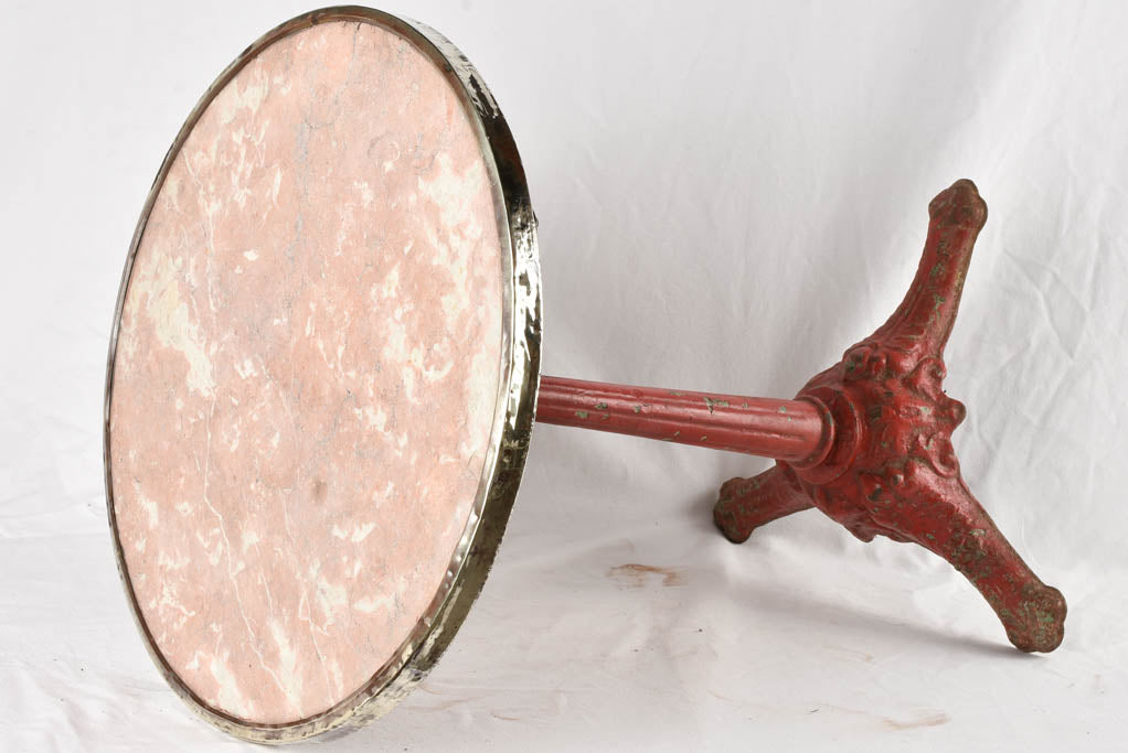 Red marble bistro table - early 20th century 21¾"