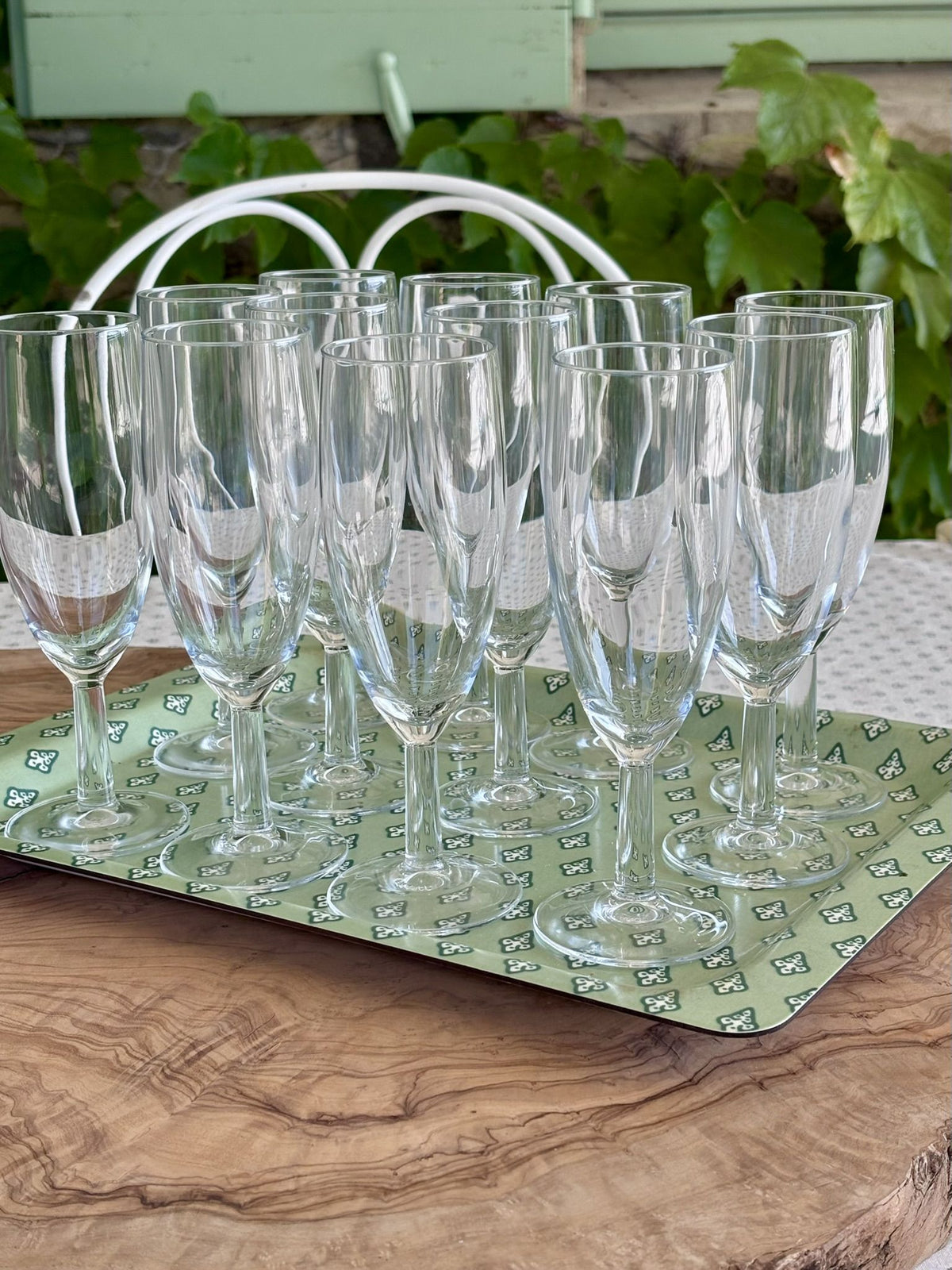 3 Vintage Sage Green Melamine Trays - Les Olivades Provence