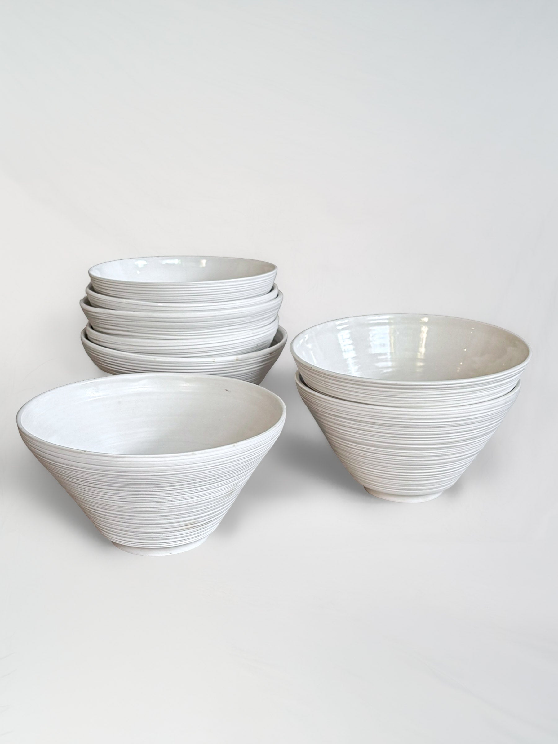Set of 8 vintage white porcelain serving bowls by Atelier-A