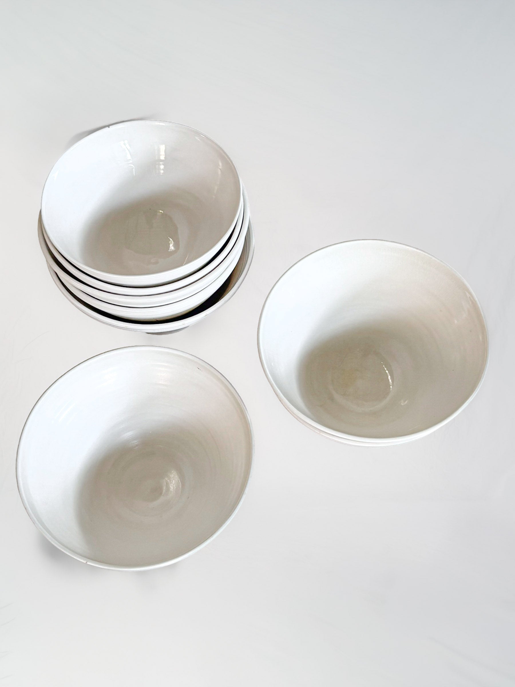 Set of 8 vintage white porcelain serving bowls by Atelier-A