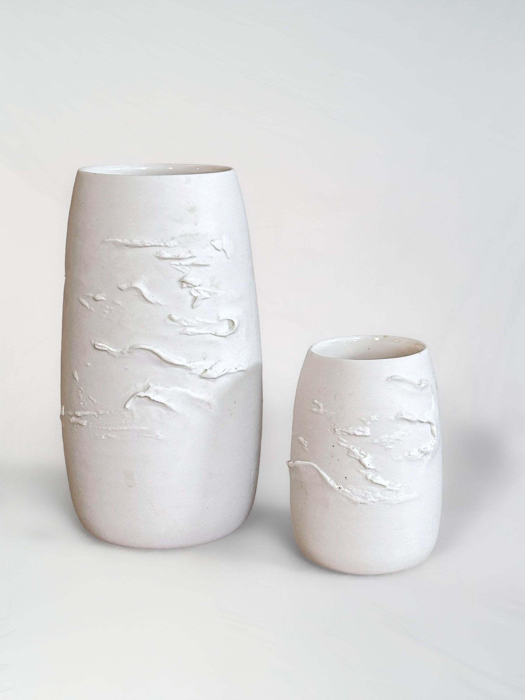 Pair of White Porcelain Vintage Vases by Atelier-A