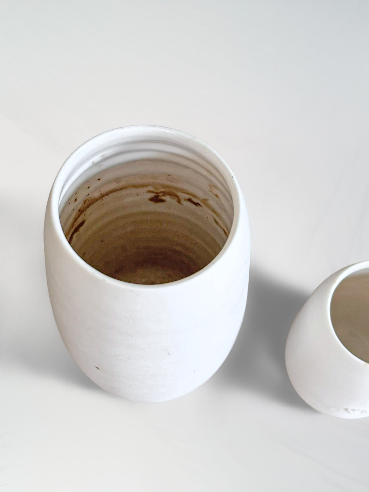 Pair of White Porcelain Vintage Vases by Atelier-A