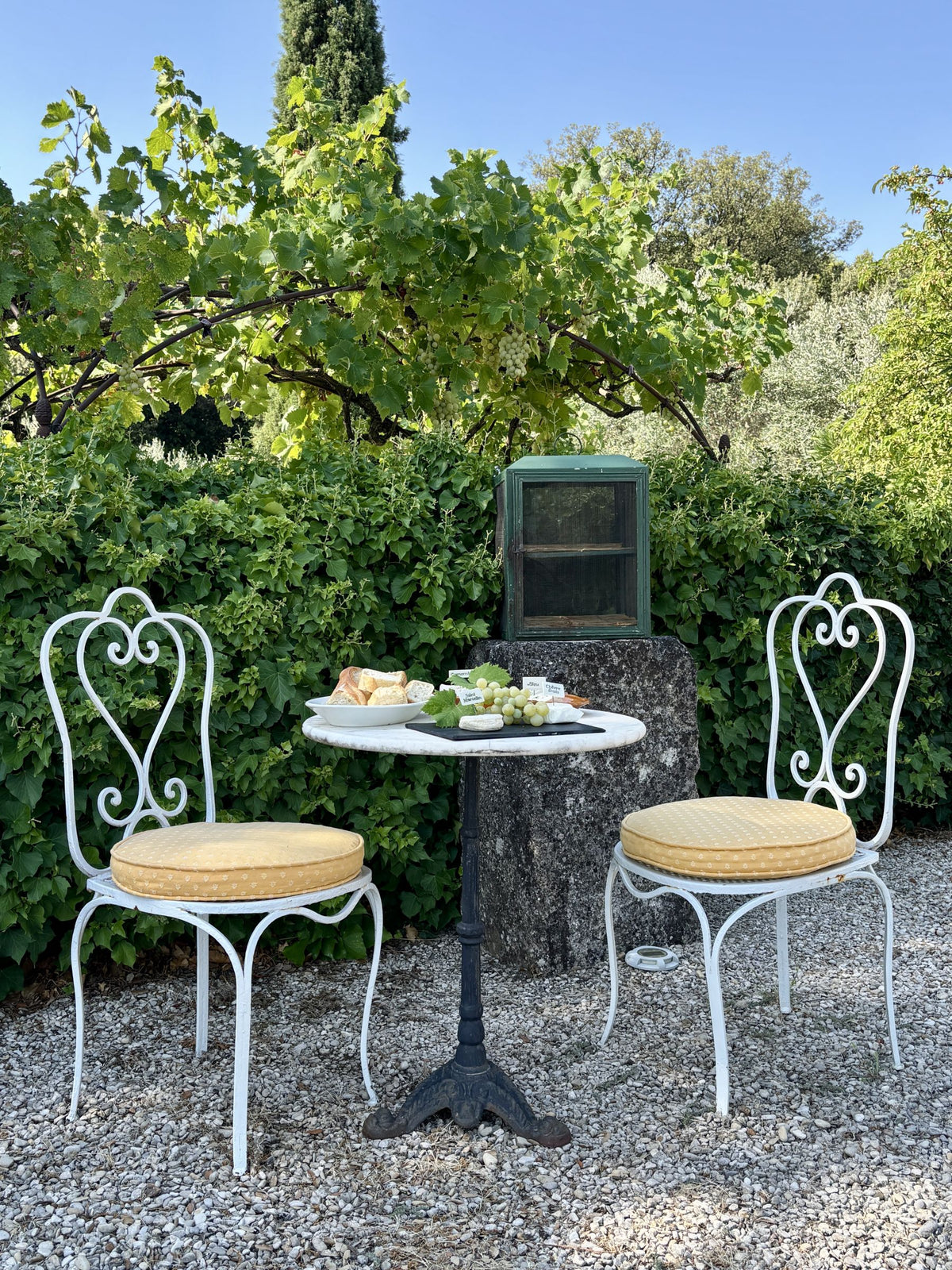 Set of Four Vintage French Wrought Iron Garden Chairs