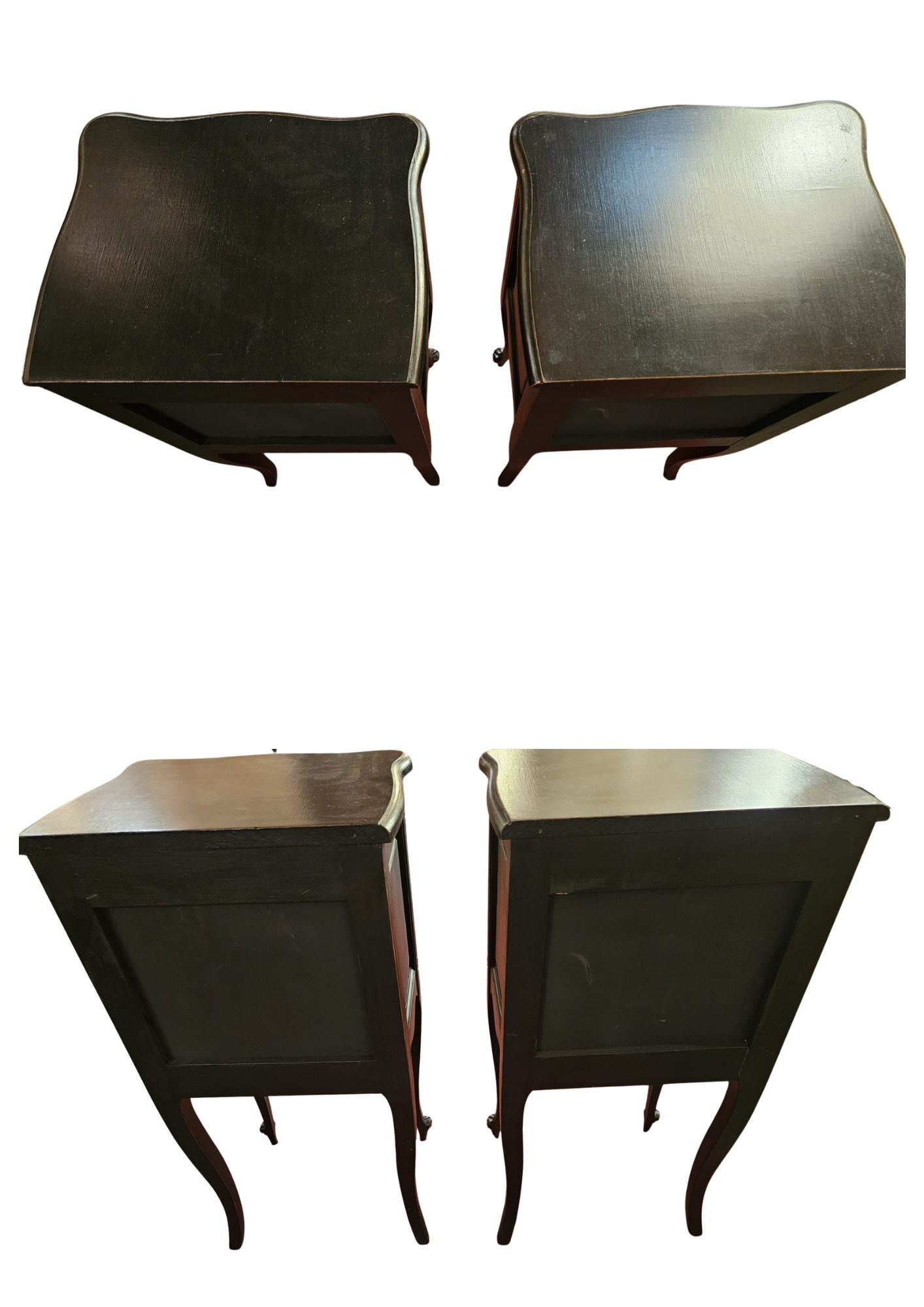 Timeworn black patina bedside tables