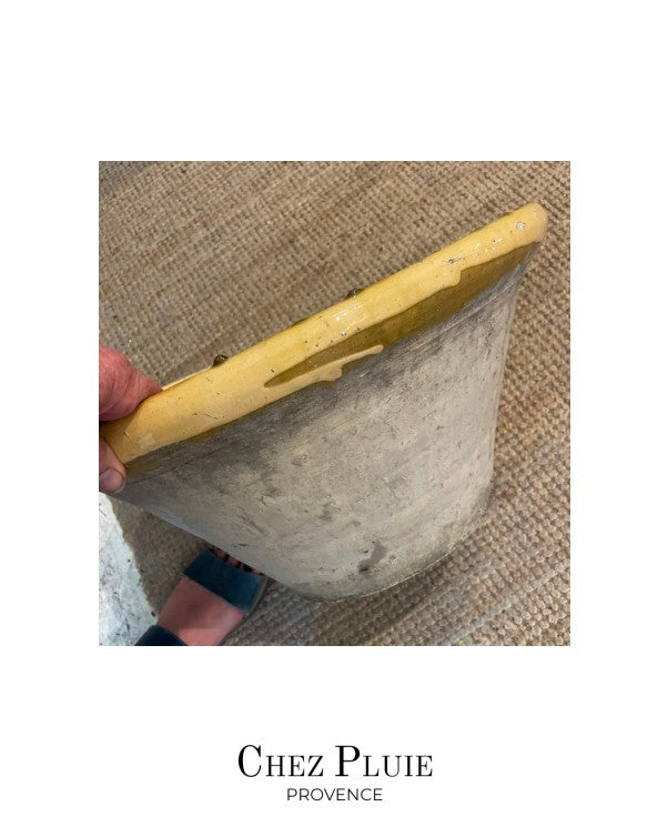Large 19th Century French Terracotta Tian Bowl w/ Yellow Glaze