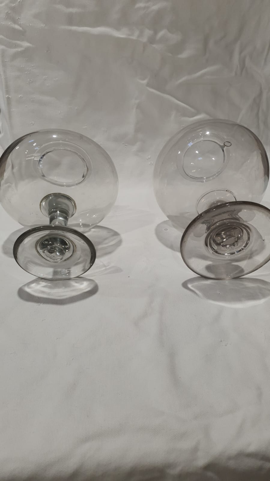 2 Antique French blown glass leech jars