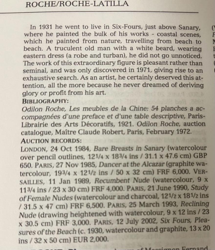 Old French beach family painting