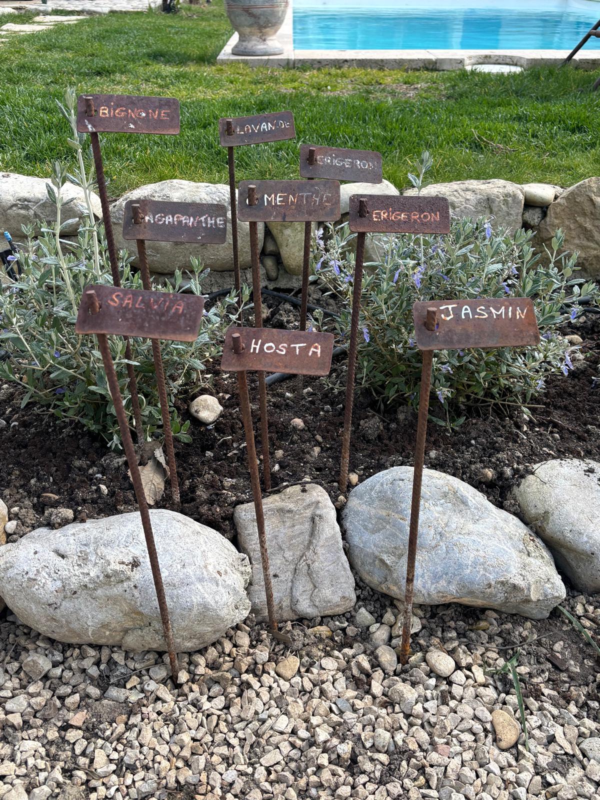 Collection of 10 artisan-made herb labels - iron