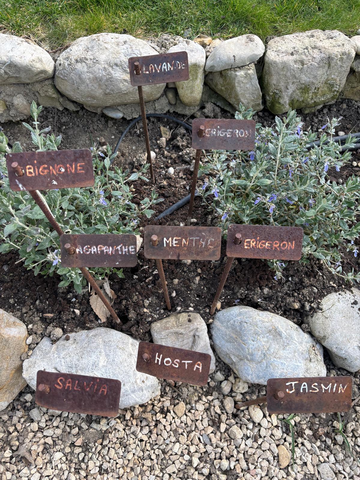 Collection of 10 artisan-made herb labels - iron