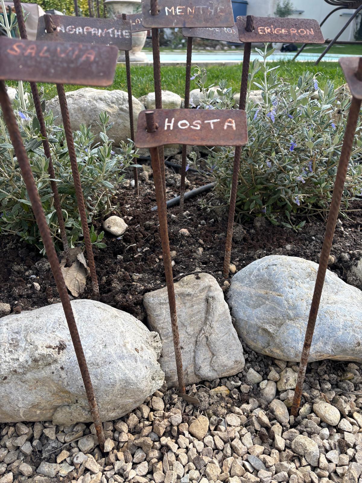 Collection of 10 artisan-made herb labels - iron