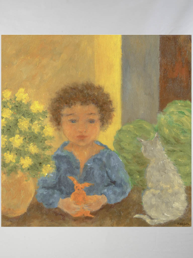 Small Contemporary Painting By Karibou - Confidences (Whispered Secrets) -14¼"x 14¼"