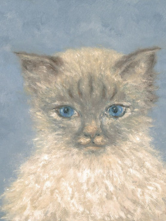 Small Contemporary Painting By Karibou - Le chat de ma voisine (My neighbor's cat) - 14¼" x 14¼"