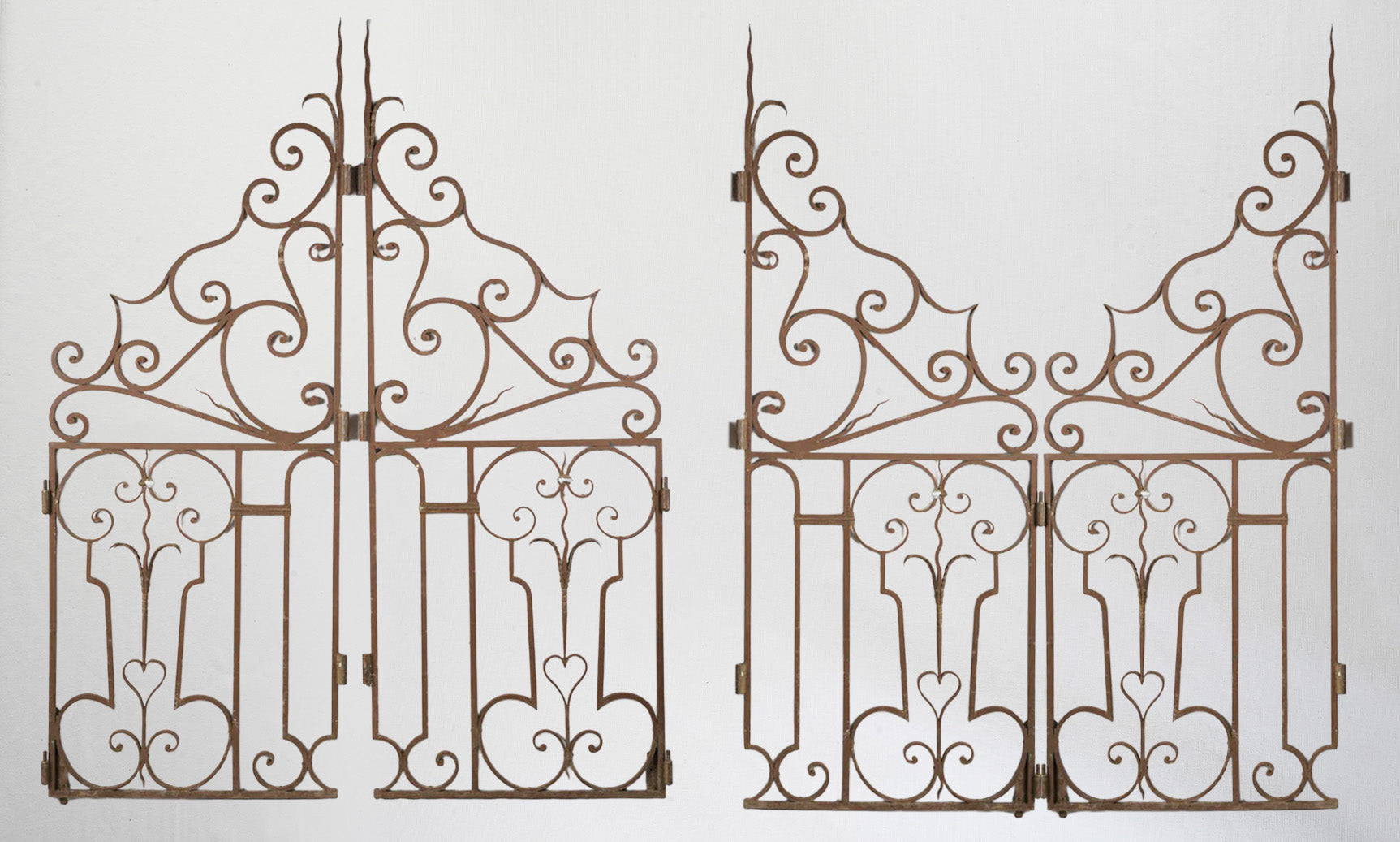 Pair of Antique French Wrought Iron Garden Gates 72" x 58"