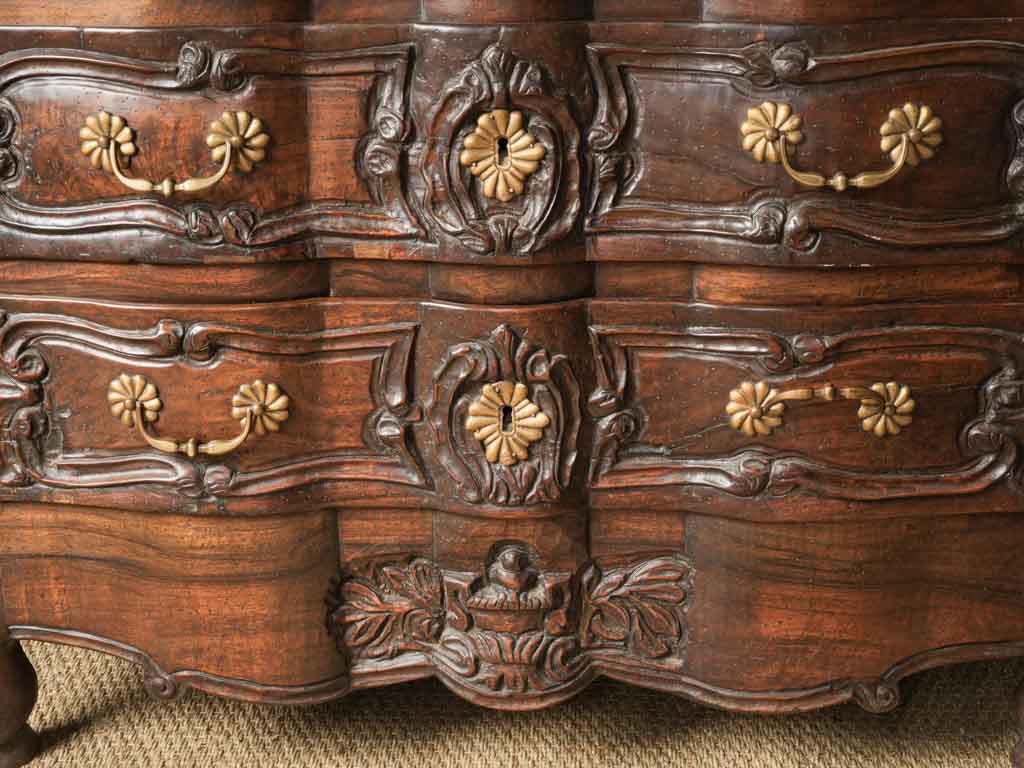 Ornate brass handle commode