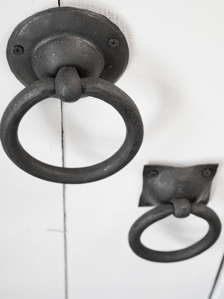 Weathered patina iron towel holders